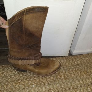 Brown leather cowboy boots sz 8